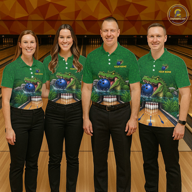 Custom Funny Alligator Bowling Shirts For Men, Bowling Uniform Bowling Team Jerseys NBT1141