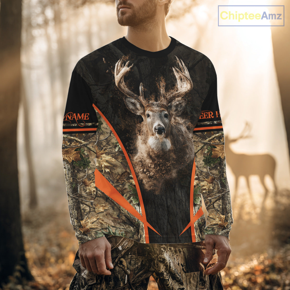Personalized Whitetail Deer Hunting Shirt Brown Camo Custom Name, Deer Hunting Clothes NBT280
