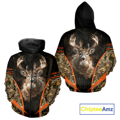 Personalized Whitetail Deer Hunting Shirt Brown Camo Custom Name, Deer Hunting Clothes NBT280