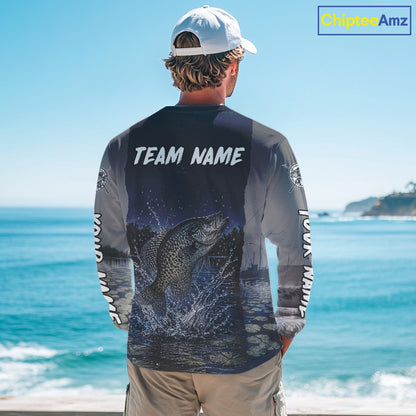 Custom Crappie Fishing Camo Long Sleeve Fishing Shirts, Crappie Tournament Fishing Shirts NBT1176