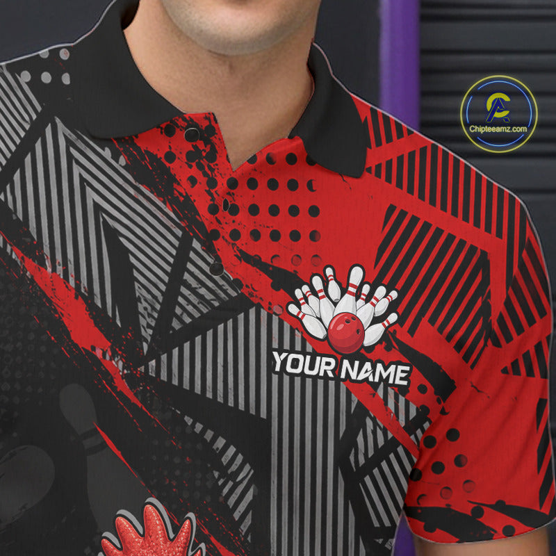 Custom Red Funny Rooster Bowling Shirt For Men Bowling Jersey Polo & Quarter-Zip Bowling Outfit NBT927