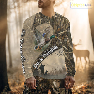 Mallard Duck Hunting Brown Camouflage 3D All Over Printed Shirts, Duck Hunting Clothes for Hunter NBT155