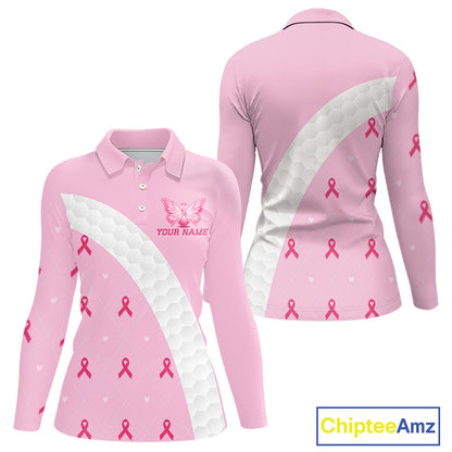 Golf Against Cancer Pink Golf Icon Men's Polo Shirt, Breast Cancer Awareness Womens Golf  Shirt, Golf Gifts NBT530