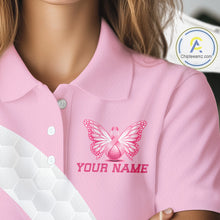 Load image into Gallery viewer, Golf Against Cancer Pink Golf Icon Men's Polo Shirt, Breast Cancer Awareness Womens Golf  Shirt, Golf Gifts NBT530