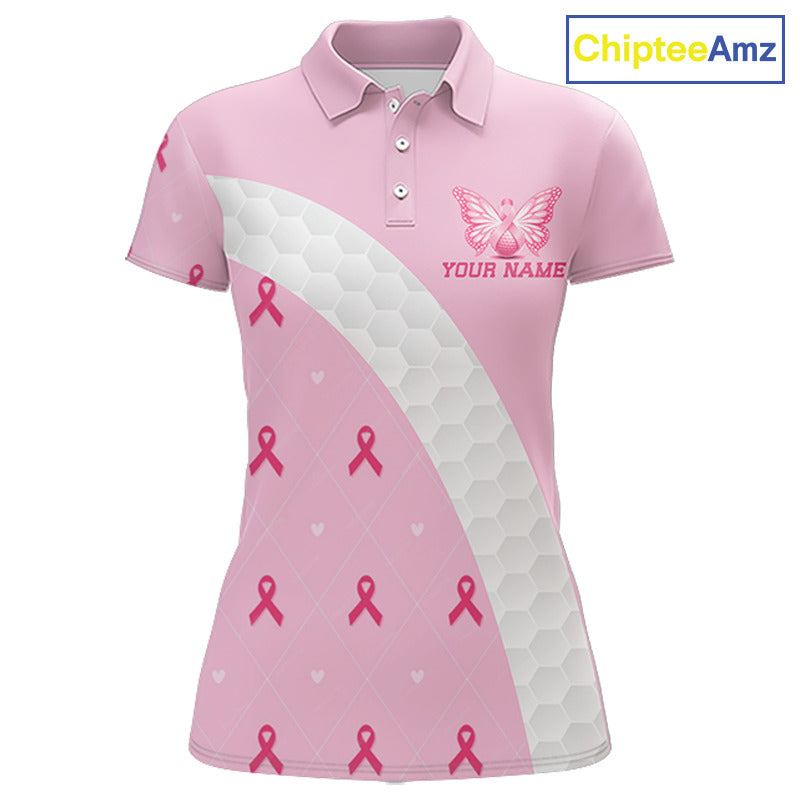 Golf Against Cancer Pink Golf Icon Men's Polo Shirt, Breast Cancer Awareness Womens Golf  Shirt, Golf Gifts NBT530