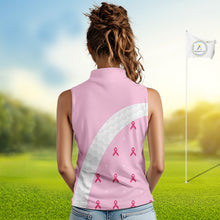 Load image into Gallery viewer, Golf Against Cancer Pink Golf Icon Women's Sleeveless Polo Shirt, Breast Cancer Awareness Women Golf Shirt, Golf Gifts NBT530