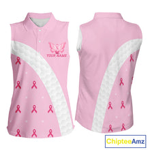 Load image into Gallery viewer, Golf Against Cancer Pink Golf Icon Women's Sleeveless Polo Shirt, Breast Cancer Awareness Women Golf Shirt, Golf Gifts NBT530