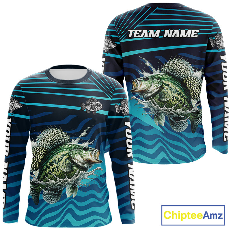 Crappie Fishing Custom Name UV Protection Long Sleeve Fishing Shirts, Crappie Team Fishing Jerseys NBT1102