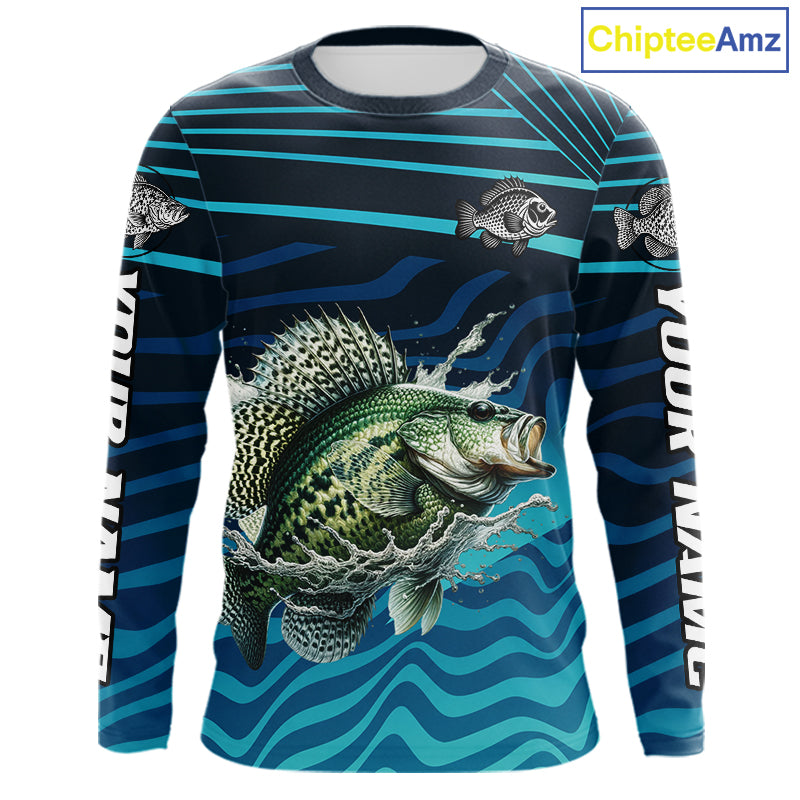 Crappie Fishing Custom Name UV Protection Long Sleeve Fishing Shirts, Crappie Team Fishing Jerseys NBT1102