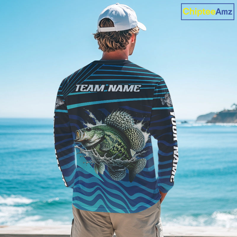 Crappie Fishing Custom Name UV Protection Long Sleeve Fishing Shirts, Crappie Team Fishing Jerseys NBT1102