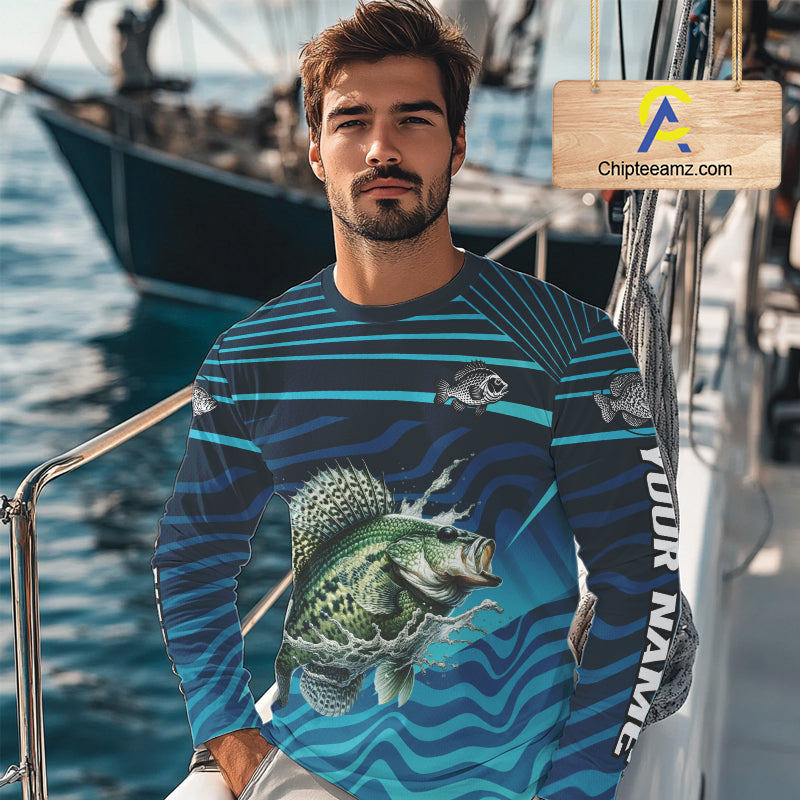 Crappie Fishing Custom Name UV Protection Long Sleeve Fishing Shirts, Crappie Team Fishing Jerseys NBT1102