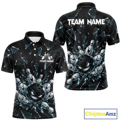 Custom Black Cracked Angry Bowling Shirts For Men Bowling Team Jersey Bowling League NBT1107