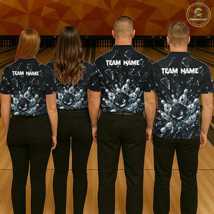 Custom Black Cracked Angry Bowling Shirts For Men Bowling Team Jersey Bowling League NBT1107