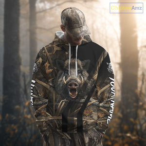 Custom Hog Hunting Camo 3D Printed Shirts, Boar Hunting Shirt for Hunter, Hunting Gifts NBT176