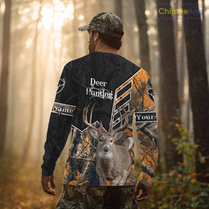 Whitetail Deer Hunting Camo Custom Name 3D Prints Shirts for Men, Hunting Gifts NBT182