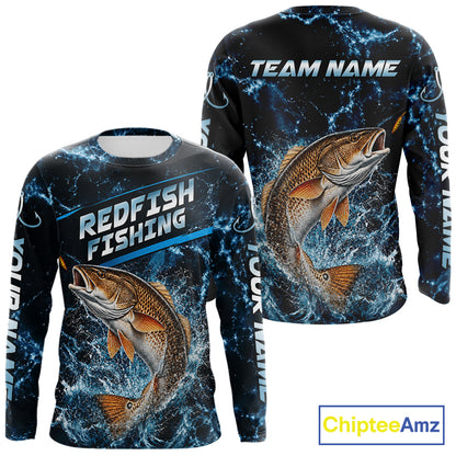 Custom Redfish Fishing Camo Long Sleeve Fishing Shirts, Personalized Redfish Fishing Team Jerseys NBT1032