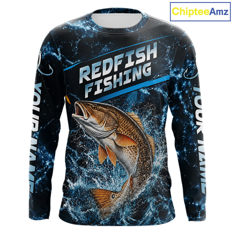 Custom Redfish Fishing Camo Long Sleeve Fishing Shirts, Personalized Redfish Fishing Team Jerseys NBT1032