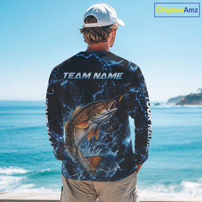 Custom Redfish Fishing Camo Long Sleeve Fishing Shirts, Personalized Redfish Fishing Team Jerseys NBT1032