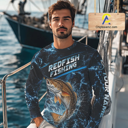 Custom Redfish Fishing Camo Long Sleeve Fishing Shirts, Personalized Redfish Fishing Team Jerseys NBT1032