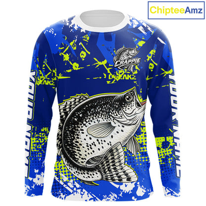 Custom Crappie Fishing Camo Fishing Shirts Long Sleeve, Crappie Tournament Fishing Shirts NBT440