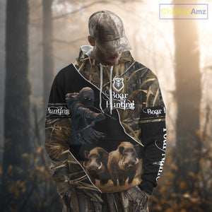 Wild Boar Bow Hunting Grim Reaper Camouflage 3D Shirts, Custom Boar Shirt NBT202