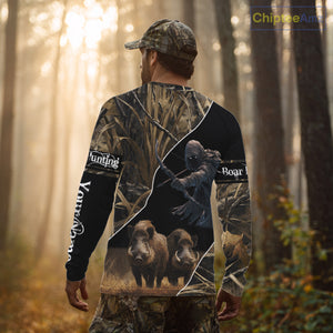Wild Boar Bow Hunting Grim Reaper Camouflage 3D Shirts, Custom Boar Shirt NBT202