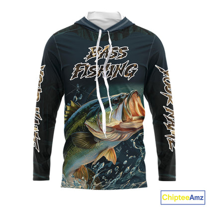 Largemouth Bass Fishing Hood Grass Camo, Bass Fishing Tournament Jerseys NBT362