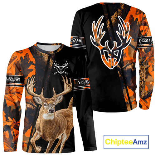 Orange Forest Camo Deer Hunting Shirts, Deer Hunting With Full All Over 3D For Deer Hunters NBT274
