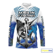 Load image into Gallery viewer, Personalized Blue Marlin Fishing Hood Saltwater Fish Custom Name Tournament Fishing Shirts NBT368
