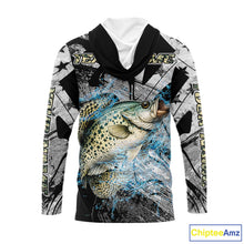 Load image into Gallery viewer, Custom American Flag Crappie Fishing Shirts Long Sleeve with Hood, Crappie Patriotic Fishing Shirt NBT471