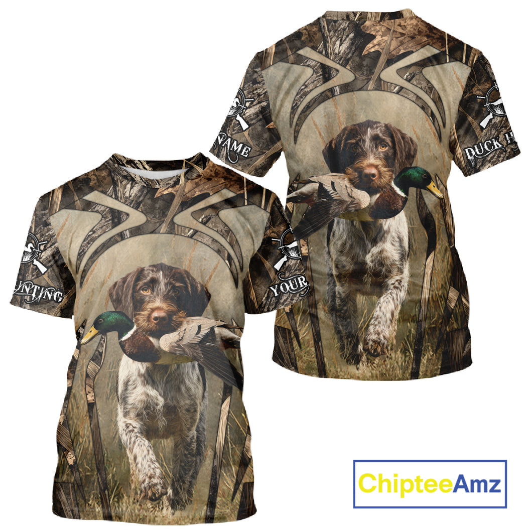 Mallard Duck Hunting German Wirehaired Pointer Dog Camouflage Shirts for Hunters NBT211
