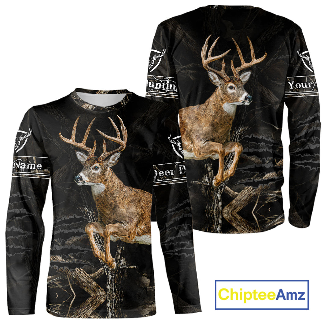 Deer Hunting Dark Camouflage Shirts for Deer Hunters, Personalized Hunting Shirts NBT278