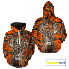 Load image into Gallery viewer, Whitetail Deer Hunting Orange Forest Camo 3D Printed Shirts, Hunting Hoodie Gift for Men NBT319