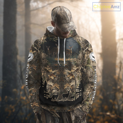Deer Hunting 3D All Over Print Shirt Custom Brown Fall Season Camo Hunting Clothes NBT322