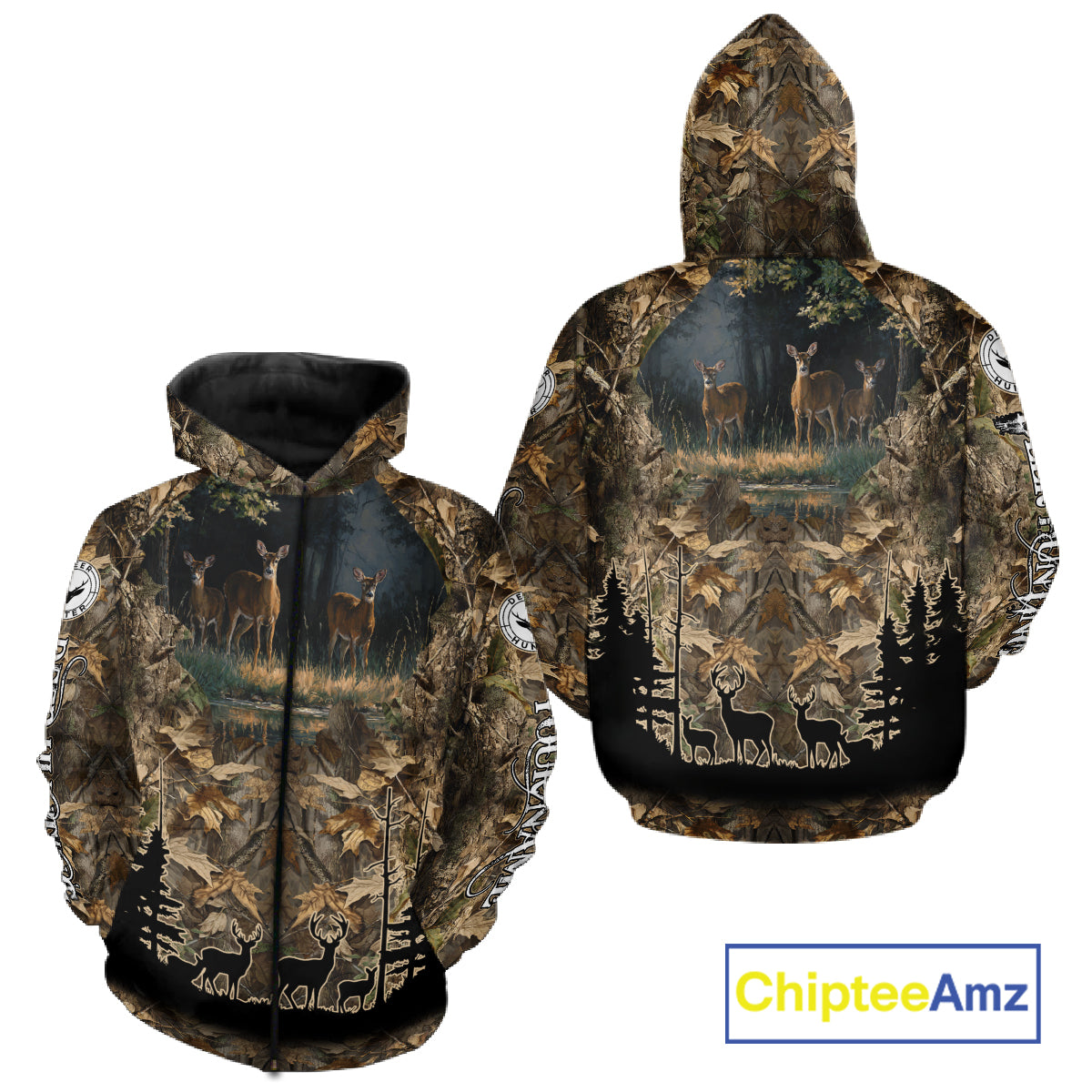Deer Hunting 3D All Over Print Shirt Custom Brown Fall Season Camo Hunting Clothes NBT322