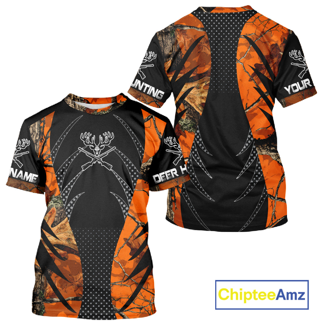 Personalized Deer Hunting Orange Camo 3D Printed Shirts, Hunting Gift Ideas for Hunter NBT237