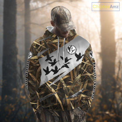 Duck Hunting Mallard Duck Waterfowl Custom Name 3D All Over Print Shirt, Hunting Gifts for Men NBT295