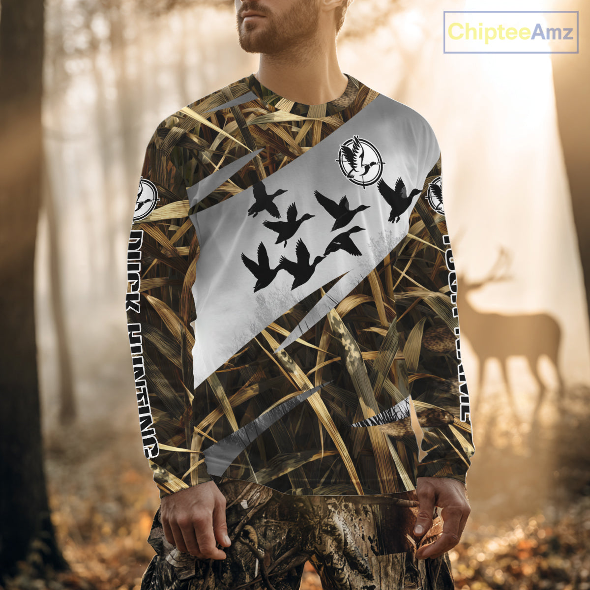 Duck Hunting Mallard Duck Waterfowl Custom Name 3D All Over Print Shirt, Hunting Gifts for Men NBT295