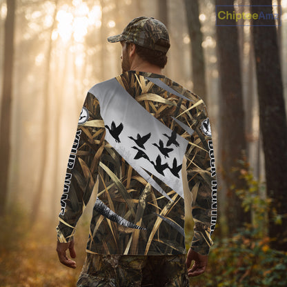 Duck Hunting Mallard Duck Waterfowl Custom Name 3D All Over Print Shirt, Hunting Gifts for Men NBT295