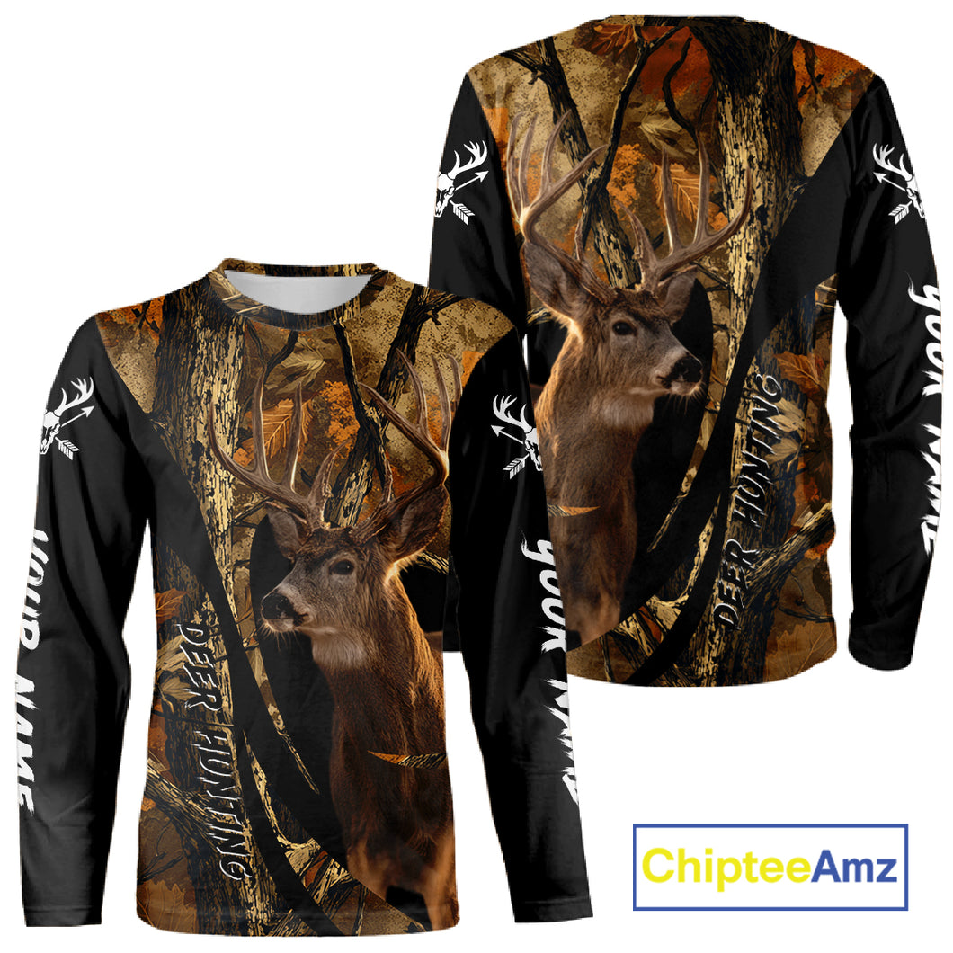 Whitetail Deer Hunting Shirt Custom Name Fall Camo, Season Deer Hunting Clothes For Men NBT252