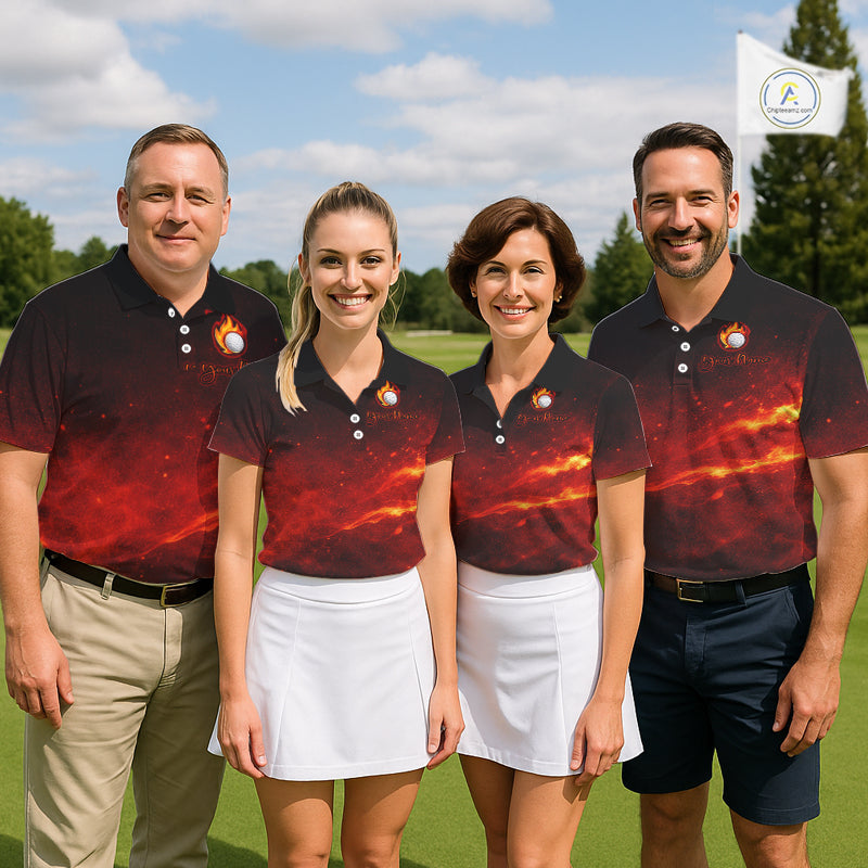 Mens Golf Polo Shirts Golf Ball Fire Custom Name, Golf  Shirts For Men, Mens Golf Top NBT548
