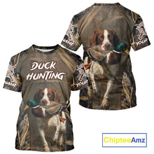 Load image into Gallery viewer, Brittany Dog Mallard Duck Hunting 3D Custom Name Shirts for Men, Hunting Gifts for Hunters NBT254