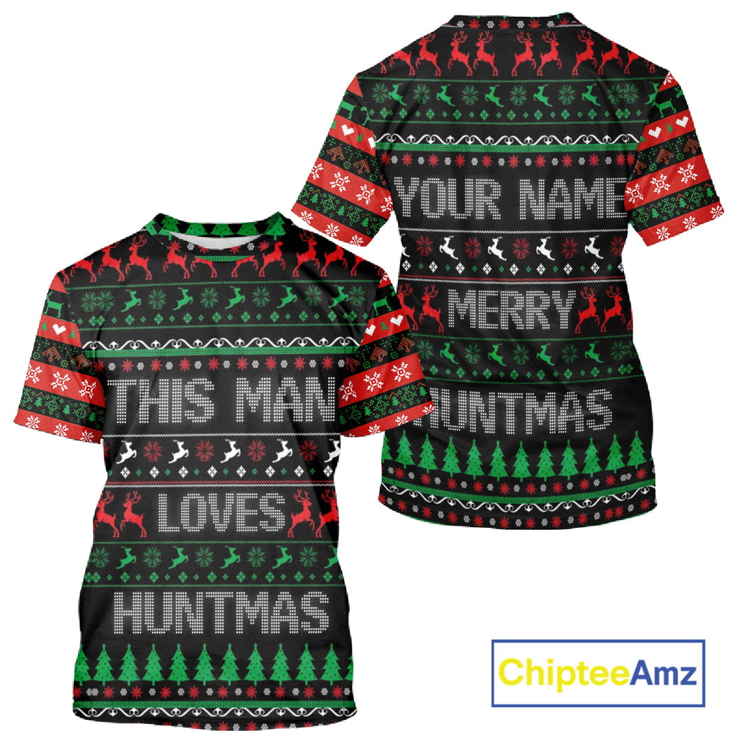Deer Hunting Funny Ugly Christmas Sweatshirt Full Print Shirts Christmas Pattern, Christmas Gift NBT301