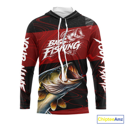 Personalized Bass Long Sleeve Fishing Shirts UV Protection, Bass Fishing Shirts For Men NBT435