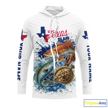 Load image into Gallery viewer, Texas Slam Fishing Trout, Redfish, Flounder Long Sleeve Hooded Fishing Shirts, Texas Flag Fishing Jerseys NBT445