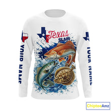 Load image into Gallery viewer, Texas Slam Fishing Redfish, Trout, Flounder Fishing Shirts Long Sleeve, Texas Flag Fishing Jerseys NBT445