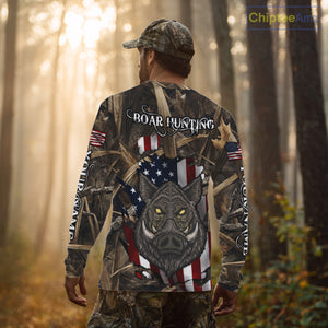 American Flag Boar Camo Hunting Shirt, Best Hunting Clothes for Boar Hunting Season NBT185