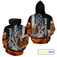 Load image into Gallery viewer, Whitetail Deer Hunting Shirt Custom Name Orange Camo, Deer Hunting Clothes For Men NBT268