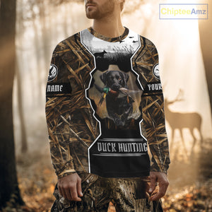 Custom Mallard Duck Black Lab Retriever Hunting Camo 3D Printed Custom Name Shirts, Hunting Gifts NBT189