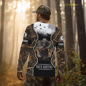 Custom Mallard Duck Black Lab Retriever Hunting Camo 3D Printed Custom Name Shirts, Hunting Gifts NBT189
